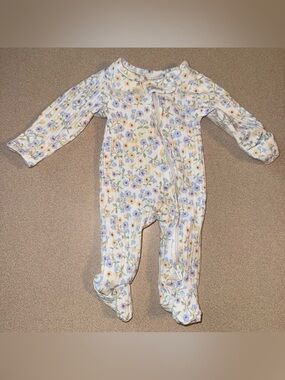 Carter’s Preemie Baby Girl Sleeper Pajamas Floral Print Two Way Zipper Mittens
